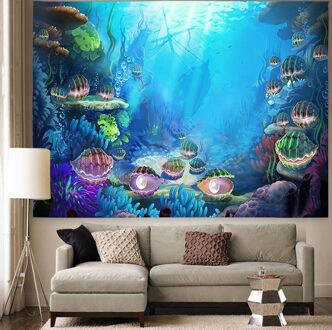 Simsant Onderwater Wereld Tapestry Parel Kwallen Zee Art Muur Opknoping Wandtapijten Voor Woonkamer Slaapkamer Thuis Dorm Decor GT2TSIHX793