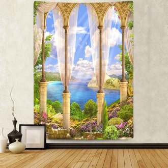 Simsant Psychedelische Bos Tapestry Berg Boom Planten Art Tapestry Wall Opknoping Decor Voor Woonkamer Slaapkamer Banner 2TGTLSAY52