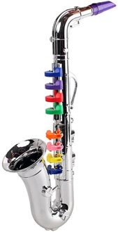 Simulatie 8 Tones Saxofoon Trompet Kinderen Muziekinstrument Toy Party Props zilver
