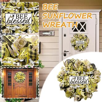Simulatie Leaf Bee Sunflowerwreath Kunstmatige Krans Opknoping Hangers Bruiloft Deur Ornamenten Moederdag Krans Mariage