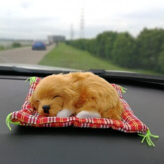 Simulatie Slapende Hond Dash Ornamenten Voor Auto Interieur Decoraties Leuke Pluche Puppy Speelgoed Auto Home Office Ornamenten B