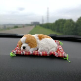 Simulatie Slapende Hond Dash Ornamenten Voor Auto Interieur Decoraties Leuke Pluche Puppy Speelgoed Auto Home Office Ornamenten