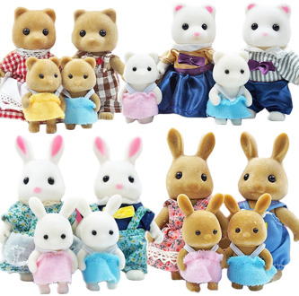 Simulation Forest Rabbit Family Doll Dollhouse Furniture Playset Bear Doll Play House Doll Various Types Doll For Girl Kids Toys