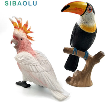 Simulation Toucan Cockatoo figure Animal Model Bird Parrot Figurine home decor miniature fairy garden decoration accessories toy