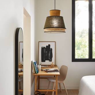 Singapore M hanglamp, kaki/curry kaki, curry, licht hout, zwart