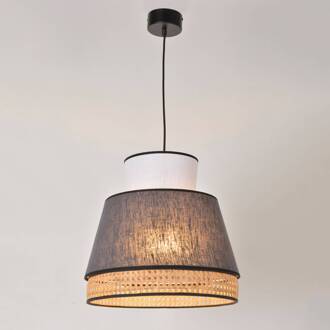 Singapore M hanglamp, wit/antraciet wit, antraciet, licht hout, zwart