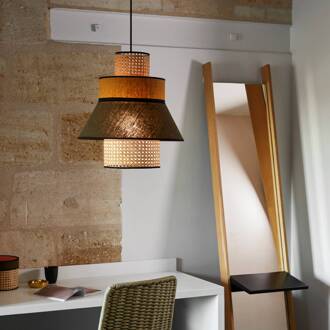 Singapore ML hanglamp kaki/curry licht hout, kaki, curry