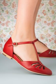 Singapore t-strap ballerina's flats in rood