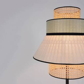 Singapore vloerlamp, zand/algen zand, algen, licht hout, zwart