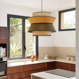 Singapore XL hanglamp, kaki/curry kaki, curry, zwart