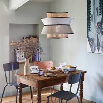 Singapore XL hanglamp, nude crème, licht hout, zwart