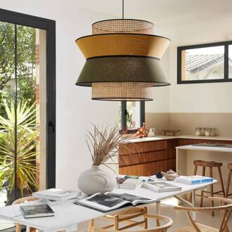 Singapore XXL hanglamp kaki/curry kaki, curry, licht hout, zwart