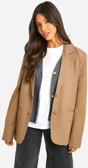 Single Breasted Relaxed Fit Tailored Blazer, Mocha - 44