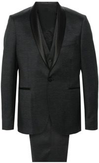 Single Breasted Suits Tagliatore , Black , Heren - M