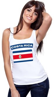 Singlet shirt/ tanktop Costa rica vlag wit dames L