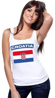 Singlet shirt/ tanktop Kroatische vlag wit dames XL