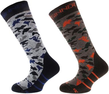 SINNER Boys Ski Socks Camo Double Pack Wintersportsokken Kids - Maat 27-30