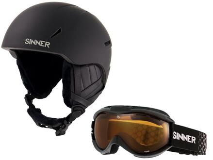 Sinner Combi Incl. Pine Ski Bril Ski/snowboardhelm 59-63 Zwart
