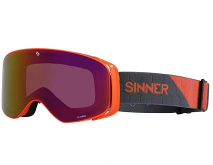 Sinner Olympia Unisex Skibril - Oranje - Rode Spiegellens