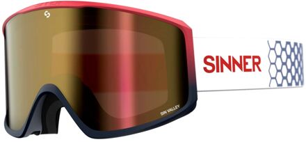 Sinner Sin Valley Unisex Skibril - Rood/Blauw/Wit