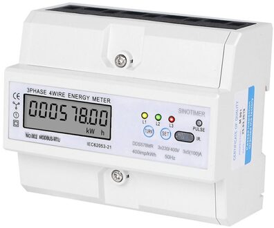 Sinotimer DDS578MR RS485 220/380V 5-100A 3 Fase 4 Draad Din Rail Digital Energy Meter Met Spanning Stroom frequentie Display