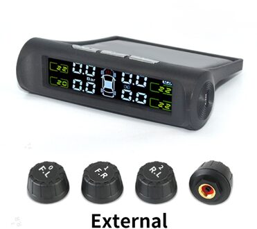 Sinovcle Tpms Auto Bandenspanning Alarm Monitor Systeem Interne/Externe Tpms Display Temperatuur Waarschuwing Zonne-energie Opladen