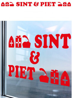 Sint en Piet zelfklevende raamsticker groot rood 180 x 28 cm