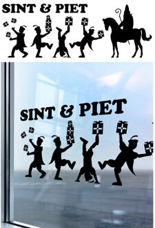 Sint en Piet zelfklevende raamsticker zwart 90 x 32 cm