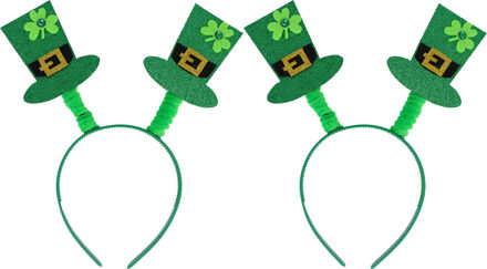 Sint Patricksday verkleed Tiara/diadeem - 2x - Shamrock hoedjes - groen - volwassenen