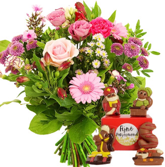 Sinterklaas boeket + 140 gram Sint chocolade