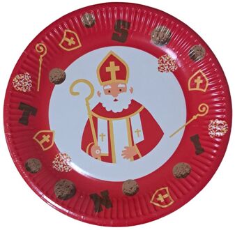 Sinterklaas borden karton rood Ø23cm