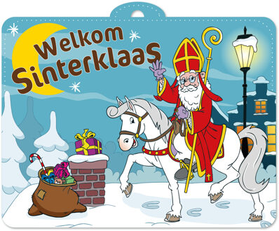 Sinterklaas Deurbord Cartoon 30x40cm Multikleur - Print