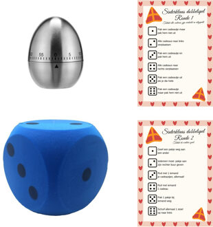 Sinterklaas dobbelspel - A4 papier - XL foam dobbelsteen blauw - kookwekker - pakjesavond