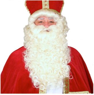 Sinterklaas/Kerstman baard/pruik set - creme wit - Goed Heiligman Multi