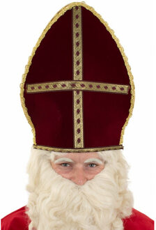 Sinterklaas kleding accessoires - mijter - donkerrood - pakjes avond Multi