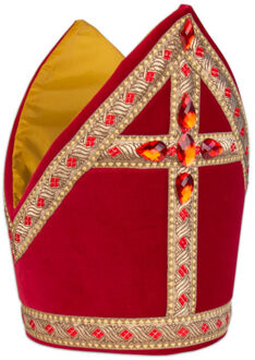 Sinterklaas Kokermijter - katoenfluweel - luxe - voor volwassenen - Sint kostuum accessoires