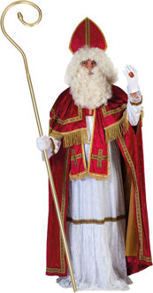 Sinterklaas kostuum pak - inclusief luxe krul staf van 203 cm - verkleedkleding set - One size