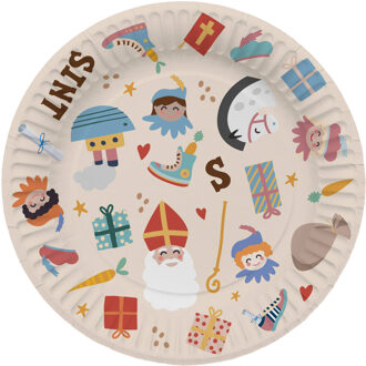 Sinterklaas papieren borden welkom sint & pieten, 8 stuks