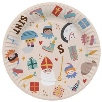 Sinterklaas papieren borden welkom sint & pieten, 8 stuks