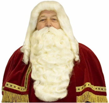 Sinterklaas pruik en baard set - wit haar - heren - met losse snor - Pakjesavond - Goed Heiligman
