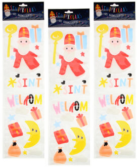 Sinterklaas raamstickers - 3x - 4 verschillende ontwerpen - voor kinderen