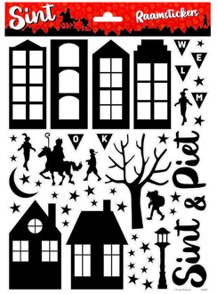 Sinterklaas Raamstickers A4 Zwart