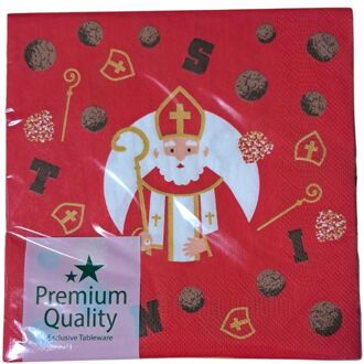 Sinterklaas servetten 3-laags rood