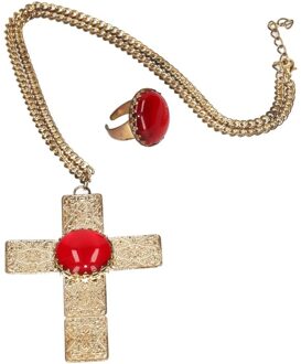Sinterklaas sieraden set - ketting en ring -heren - verkleedaccessoires