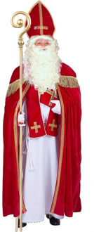 Sinterklaas verkleed kostuum - compleet met baard/snor en staf - one size - volwassenen One size