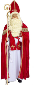 Sinterklaas verkleed kostuum - compleet met baard/snor en staf - one size - volwassenen
