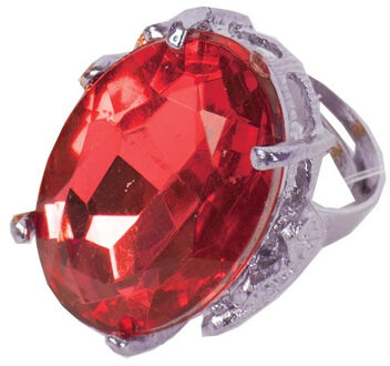 Sinterklaas verkleed ring - rood/zilver - voor volwassenen