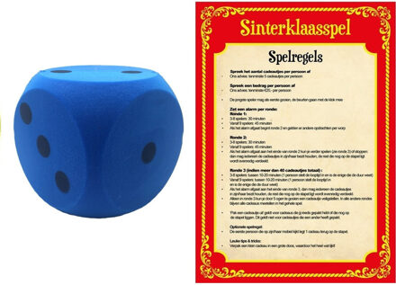 Sinterklaasspel set - dobbelspel - foam dobbelsteen - blauw - sinterklaas - pakjesavond