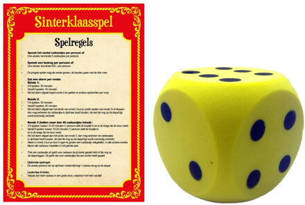 Sinterklaasspel set - dobbelspel - foam dobbelsteen - geel - sinterklaas - pakjesavond