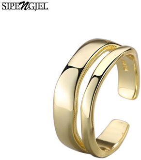 Sipengjel Geometrische Vintage Ins Ringen Eenvoudige Gladde Punk Ringen Voor Vrouwen Sieraden Accessoires zilver